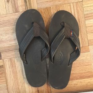 Leather Rainbow flip flops